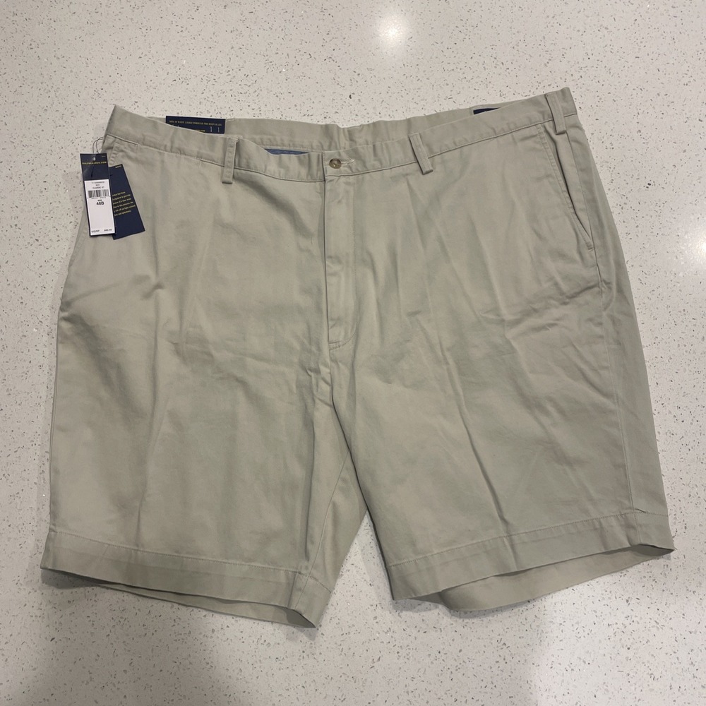 NWT RALPH LAUREN Size 48 Men's Shorts Chino Flat Front Khaki CLASSIC FIT